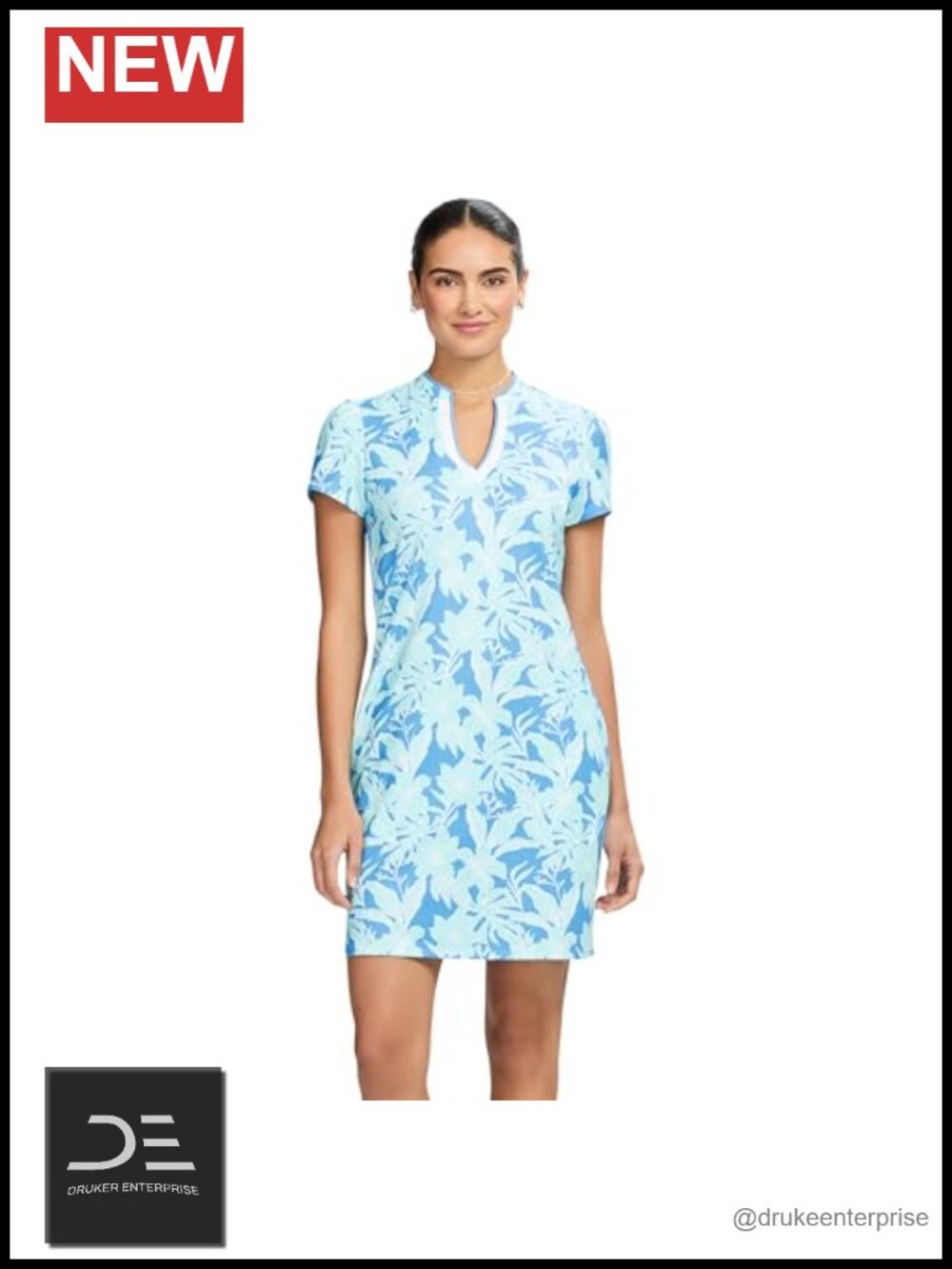 V-Neck Short Sleeve Athletic Dress Polyester Spandex Tennis Golf Pickleball